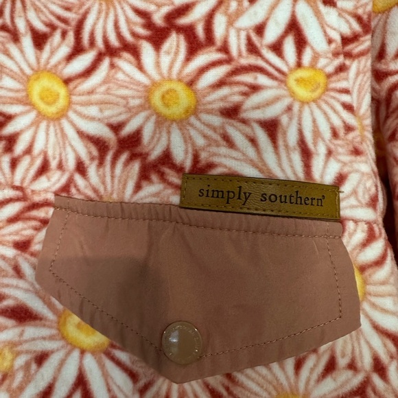 Simply Southern Peach Pink Daisy Floral Fleece Quarter Snap Pullover Size large - Picture 2 of 8